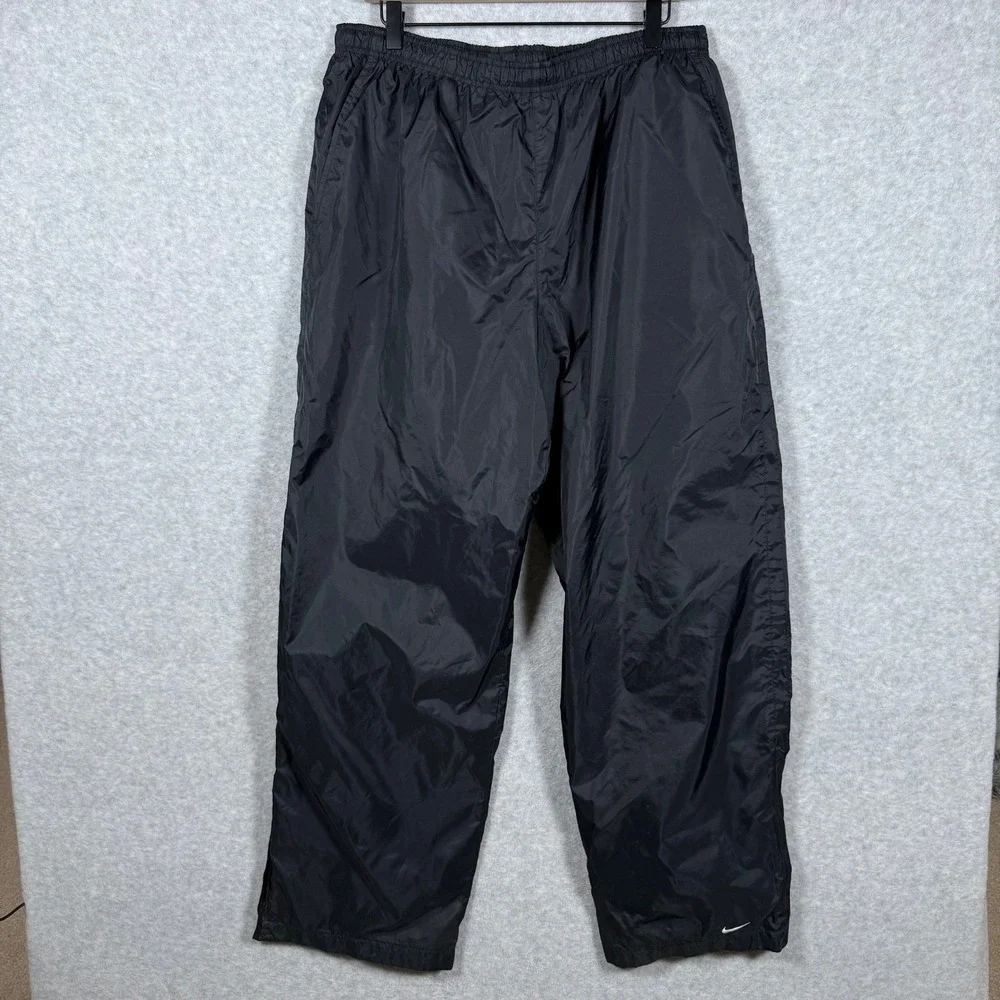 Nike Mens XL Extra Large Black Nylon Windbreaker Track Pant Jersey Lined Vintage